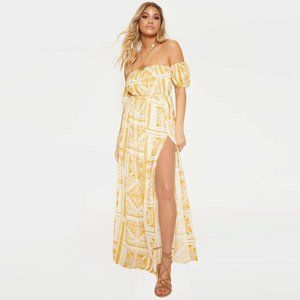 Yellow Paisley Tile Print Maxi Dress Size 0 US NWT